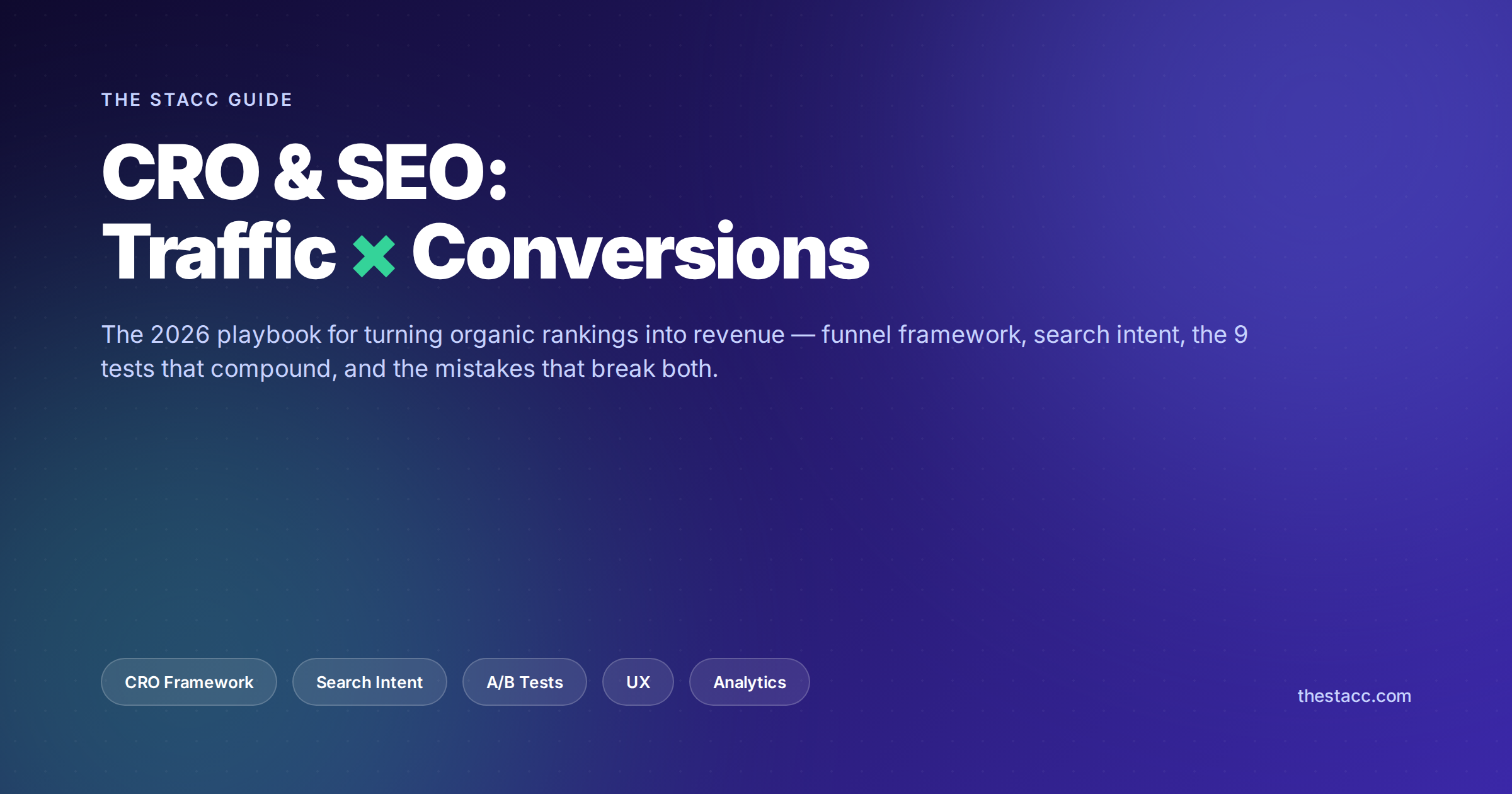 CRO and SEO guide cover with funnel and conversion icons