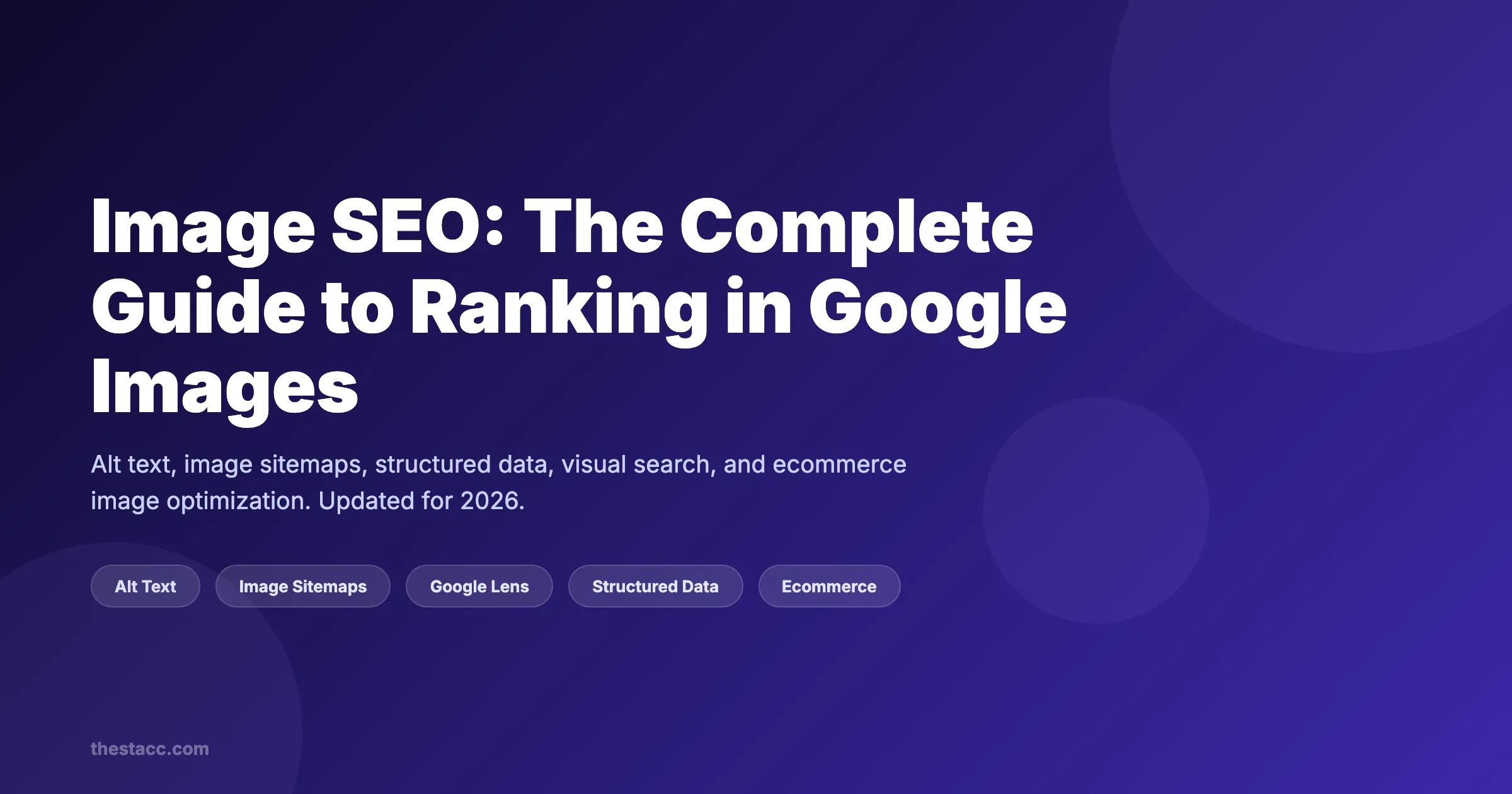 Image SEO guide covering Google Images ranking, alt text, sitemaps, and visual search