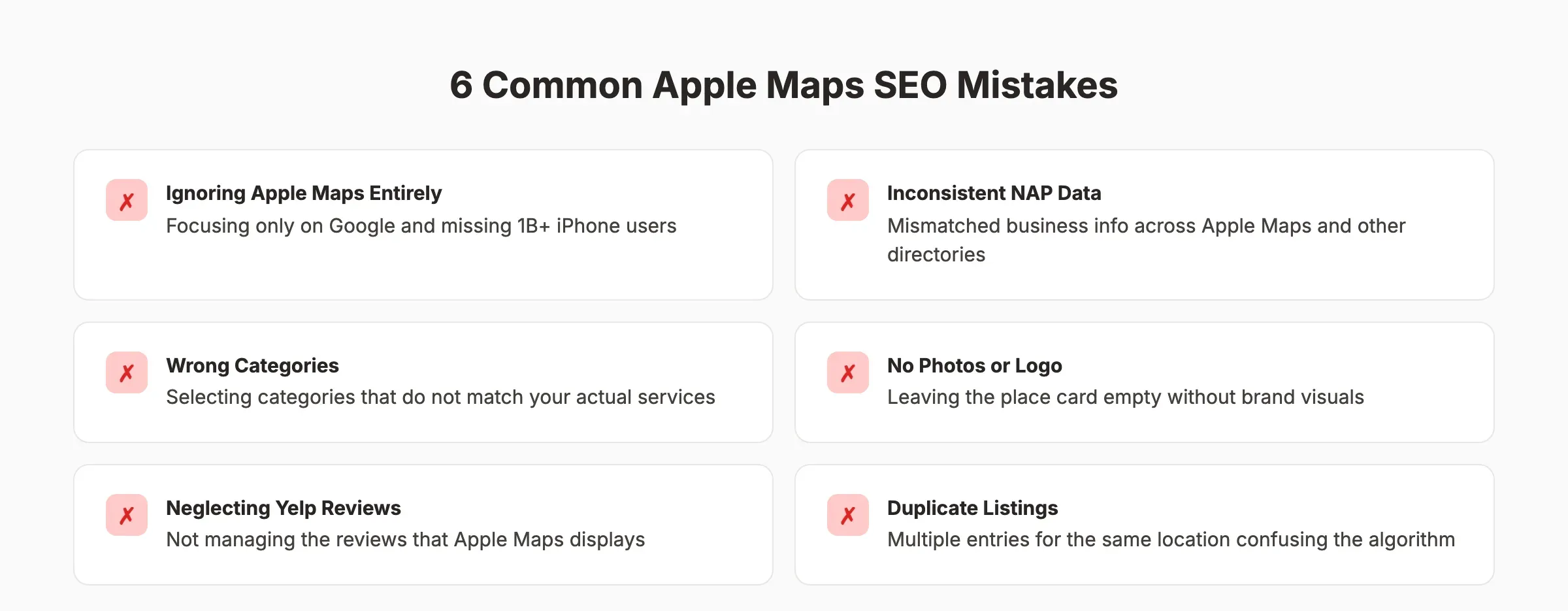 Common Apple Maps SEO mistakes to avoid