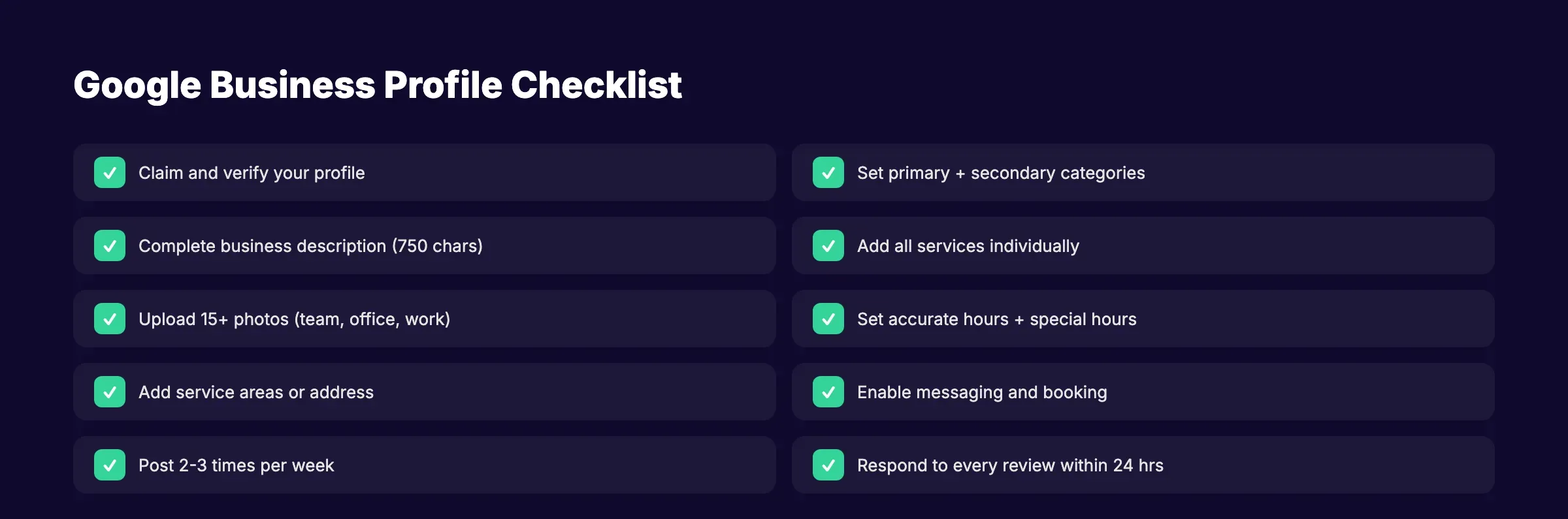 Google Business Profile optimization checklist for local SEO