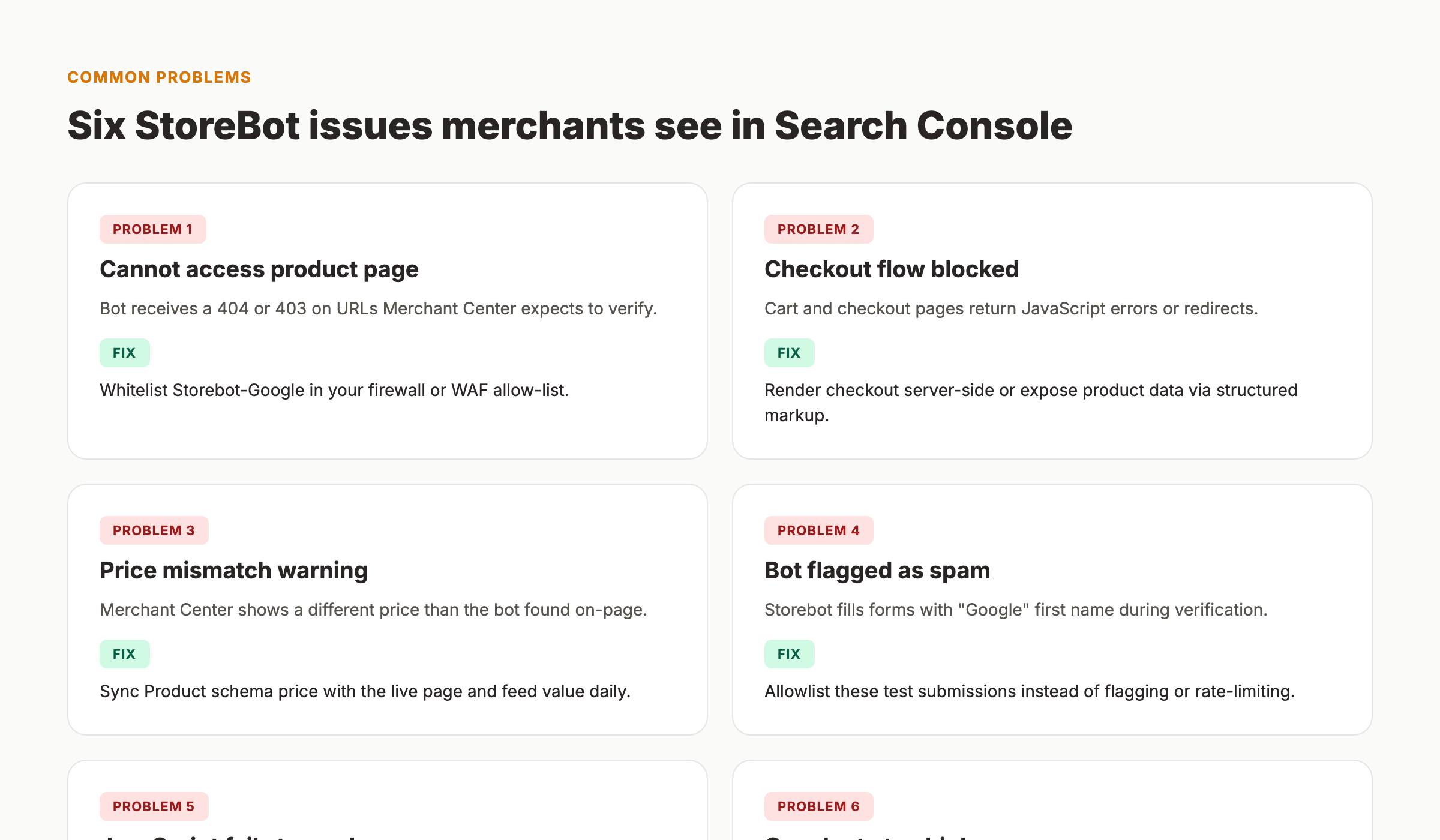 Six common StoreBot issues merchants see in Search Console with fixes