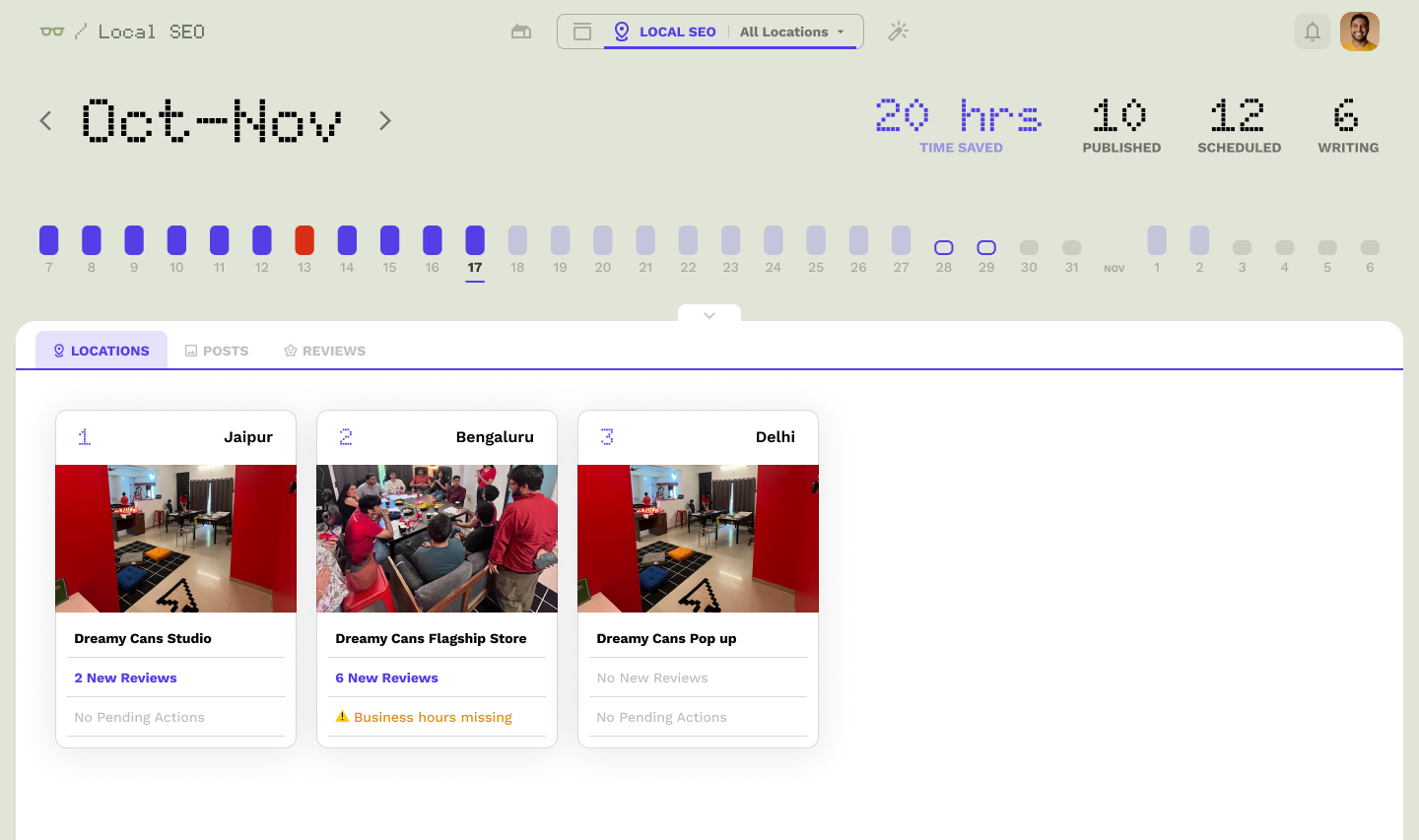 Location management dashboard