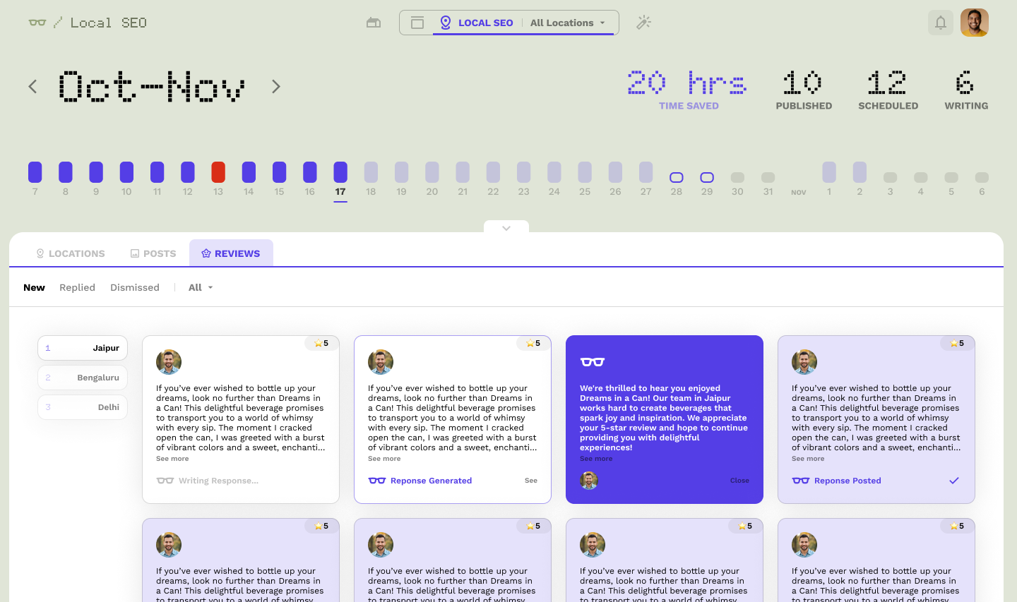 Review monitoring dashboard