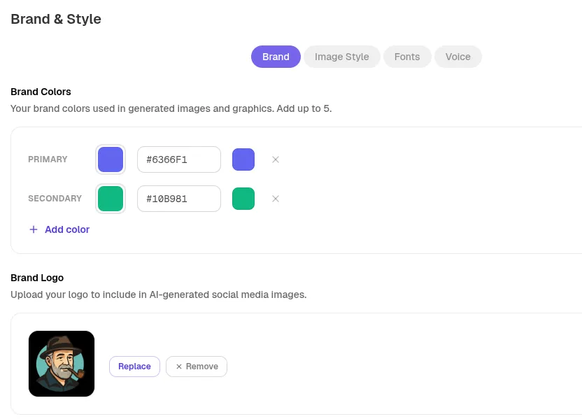 Stacc brand colors, logo, and visual style settings